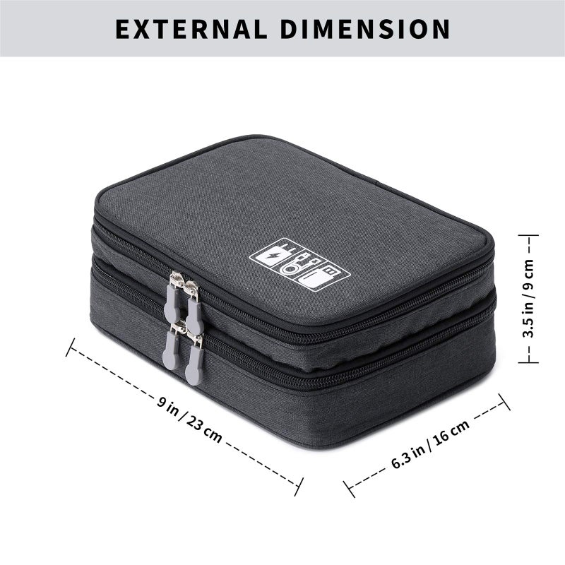 Lanola Travel Cable Organizer Bag  Electronic Accessories Case Portable Double Layer Cable Storage Bag for Cord phone Charger  Flash Drive  Phone  SD Card Personal Items - (Black) - Image 2